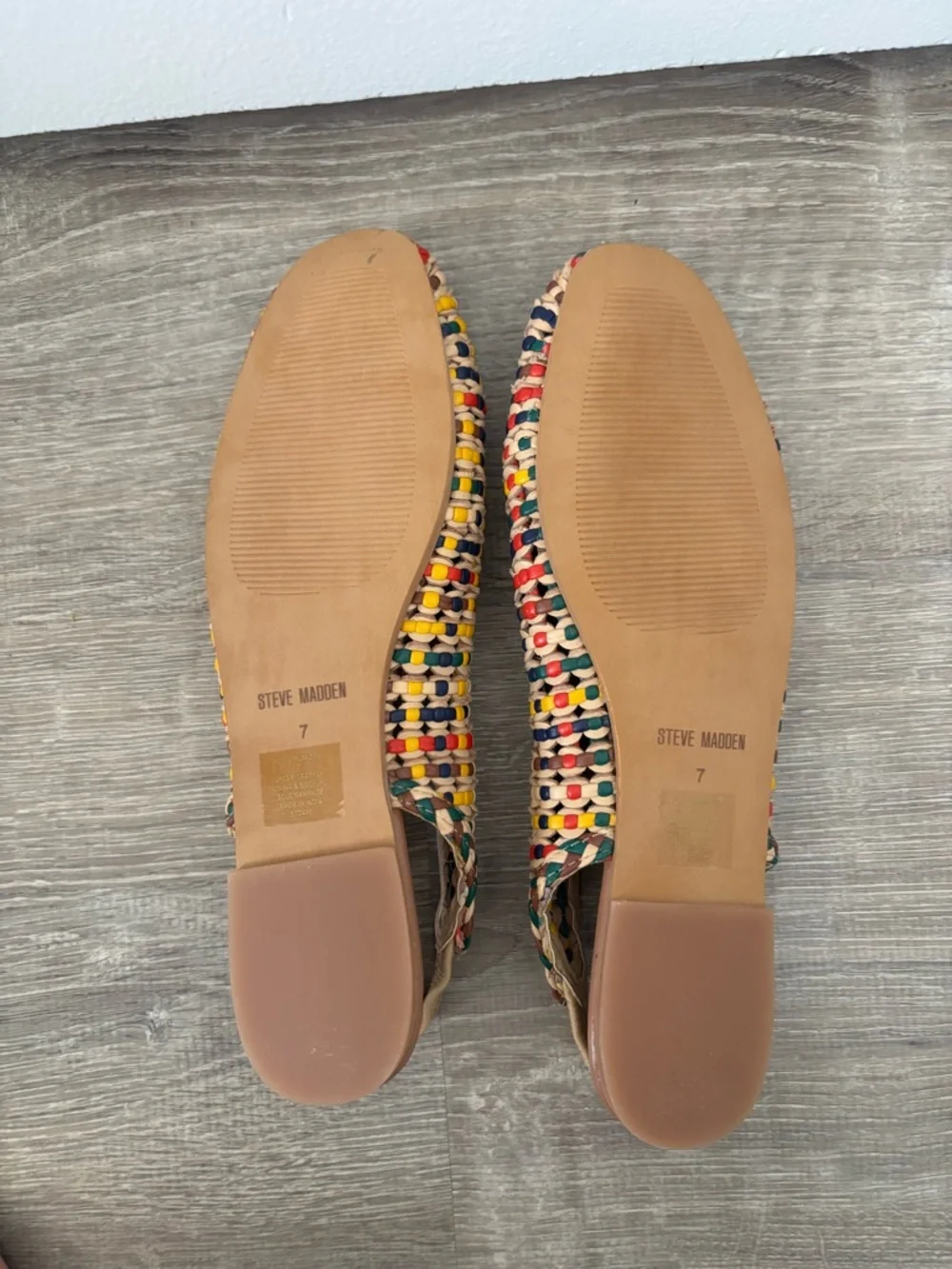 Steve Madden Rumi Slingback Flats Womens 7 Multicolor Woven Leather - Picture 8 of 9